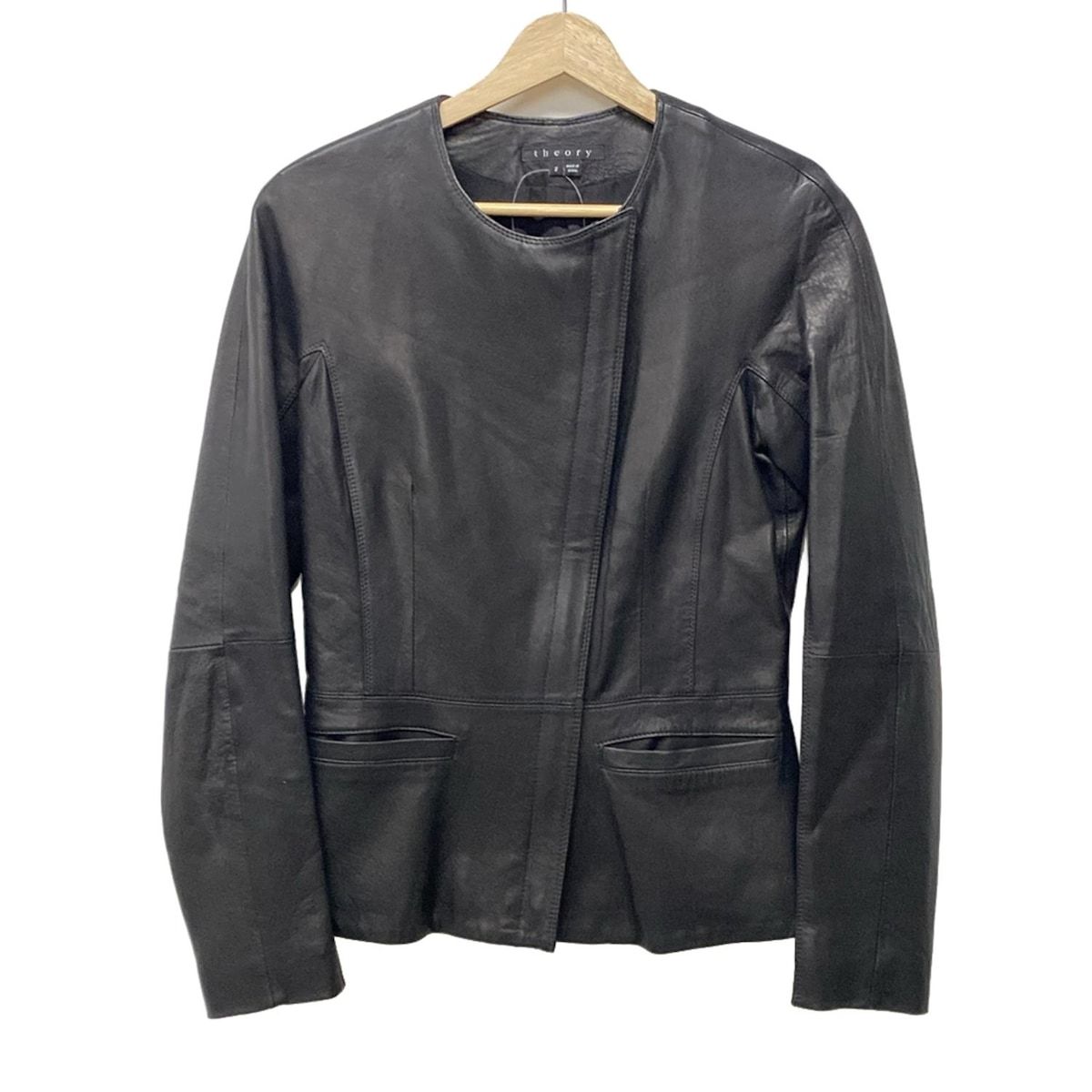 theory luxe DONNA EXECUTIVE黒ノーカラージャケット42 theory luxe EXECUTIVE Donna ノーカラージャケット theory luxe