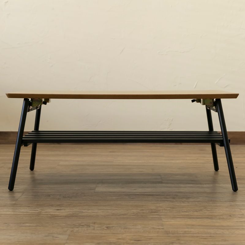 新品送料無料】棚付き折れ脚テーブル Luster 80 ABR/OAK/WAL 棚付き折れ