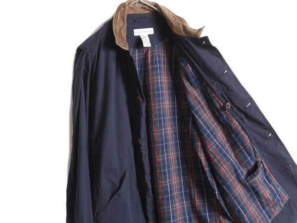 【良品】バナナリパブリック 90s カバーオール ハンティングジャケット 古着 90s BANANA REPUBLIC 本革 レザー襟 コットン キャンバス
