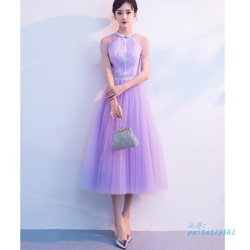 上品 ウエディングドレス Aラインワンピ パーティードレス ミモレドレス 20代 披露宴 卒業式 30代40代 お呼ばれ 成人式 謝恩会 二次会 pai5a123561