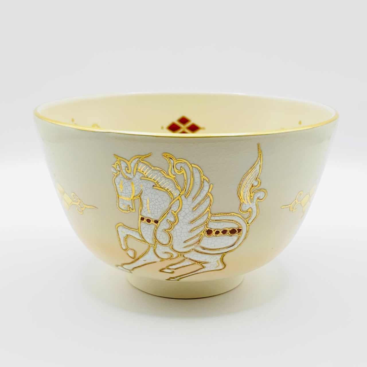 抹茶茶碗 仁清 干支 天馬 加藤松香 共箱入 茶道具 茶器 茶盌 伝統工芸品 ♥