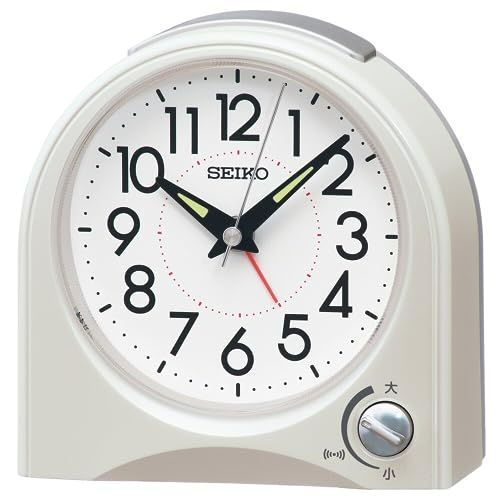 白パール_2023年モデル セイコークロック 目覚まし時計 置き時計 