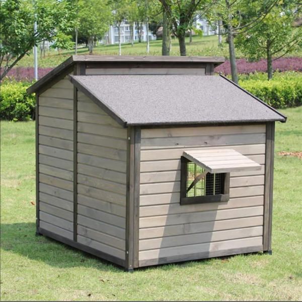 無垢材の犬小屋L ペットケージ サークル 野外 木造 ドア付き 防水 防錆 断熱 ペットケージ 犬用サークル 中、大型犬 ケージ ，無垢材の犬小屋