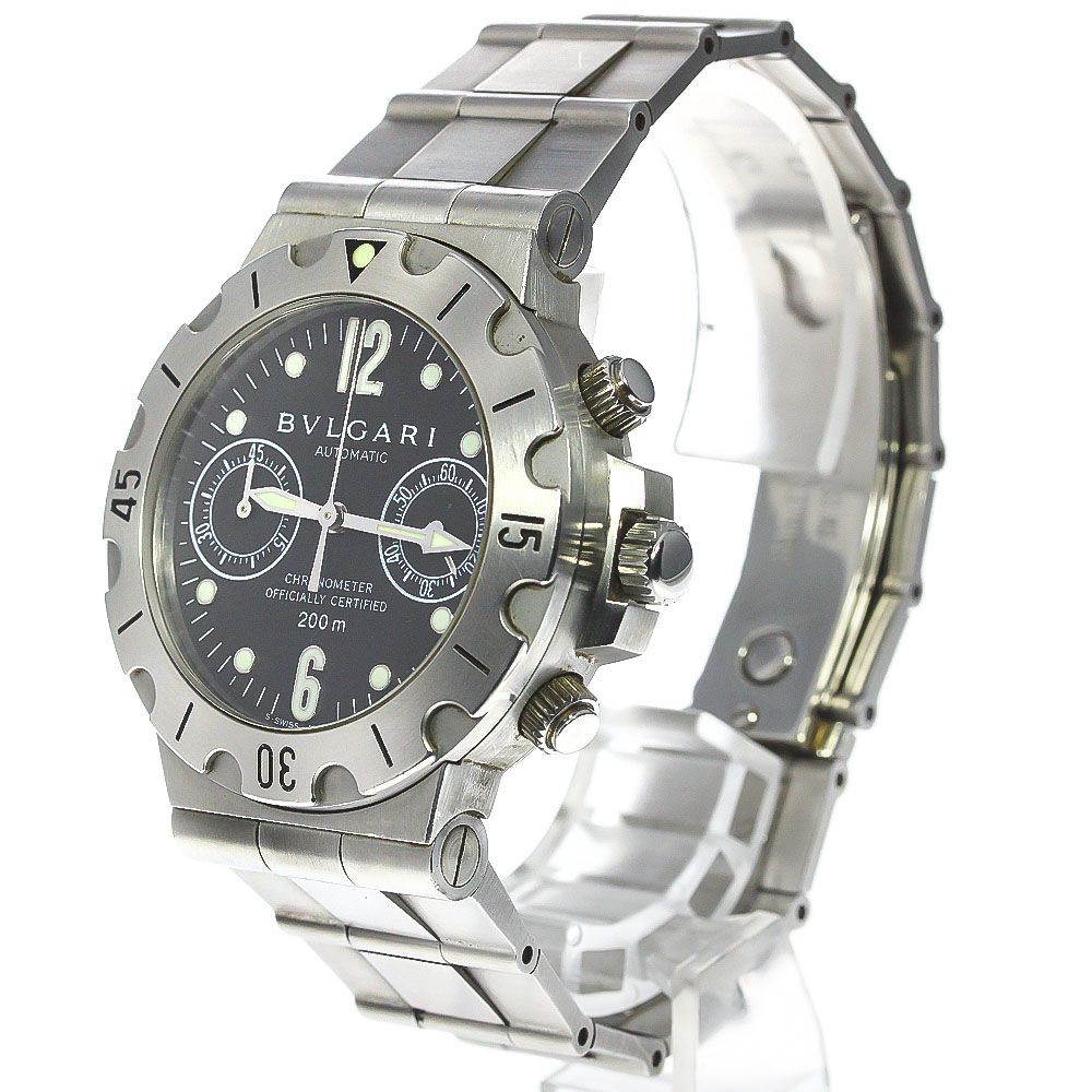 ジャンク ブルガリ BVLGARI SCB38S ディアゴノ クロノグラフ 自動巻き メンズ _774037少しのダメージシミ備考 -  腕時計(アナログ)
