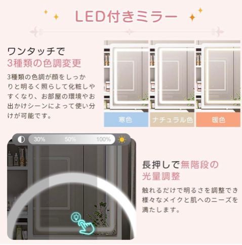 ☆限定セール☆新品ドレッサー　スツール付き　鏡台 タッチ操作　女優ミラー ☆限定セール☆新品ドレッサー スツール付き 鏡台 タッチ操作
