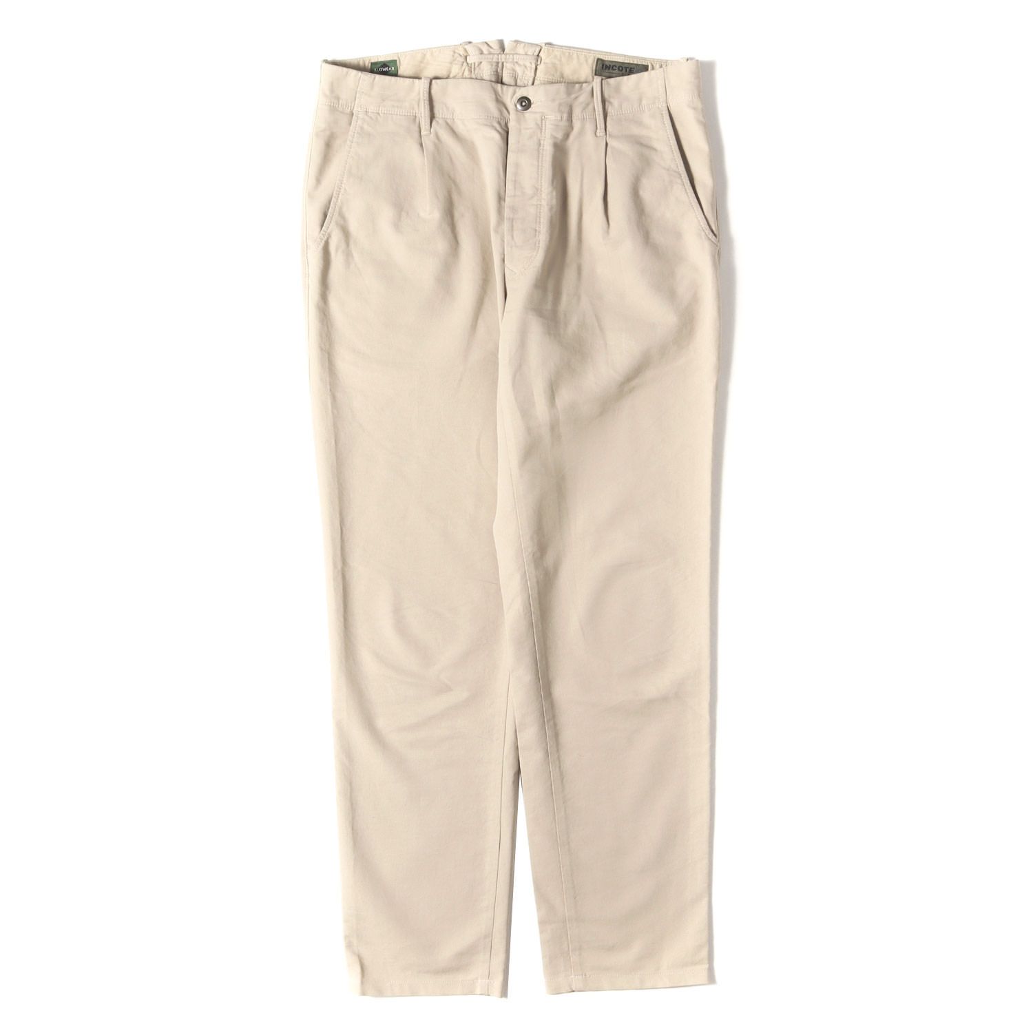 【美品】INCOTEX インコテックス パンツ ベージュ サイズ:33 | 近年モデル ワンタック ガーメントダイ ストレッチ サマーサテン テーパード スラックス パンツ (10X174 90871) | TAPERED FIT【メンズ】【】