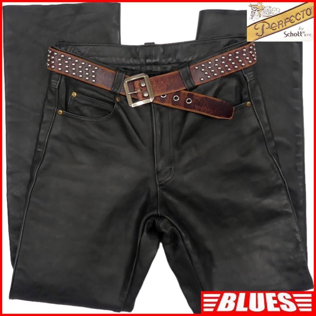 Schott ショット レザーパンツ W32 バイク 本革 メンズ 黒X7062