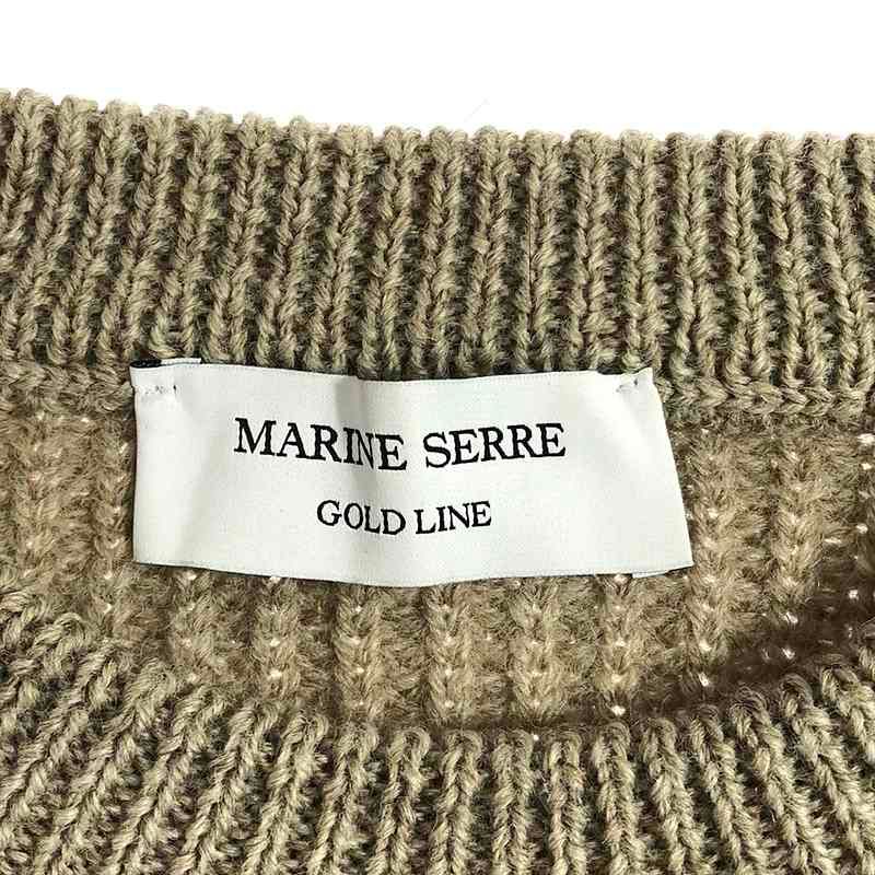 marine serre borderline/ベージュ/超美品 美品】 MARINE SERRE / マリーンセル | GOLD LINE / バックロゴ クルー