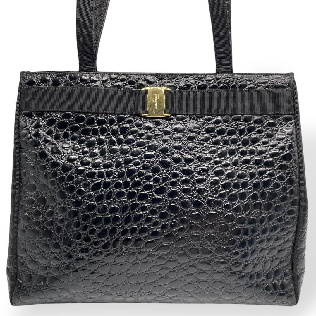 【人気ショップが最安値挑戦！】 Salvatore 美品 Ferragamo クロコ型押し トートバッグ ヴァラ バッグ