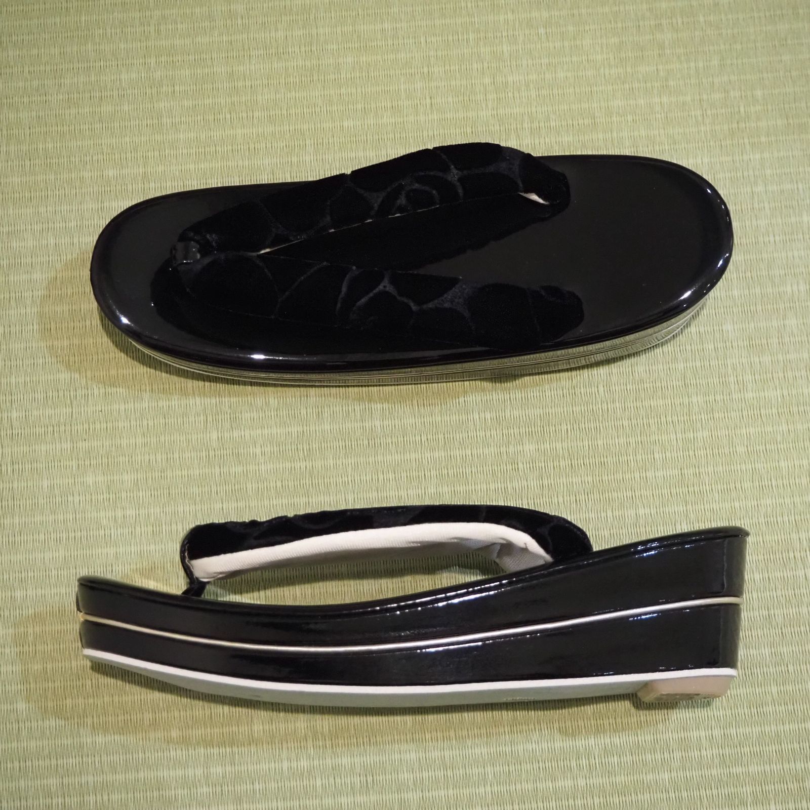【美品】和装 草履バッグセット　厚底草履高級ベロア黒バッグ　振袖　成人式卒業式 楽天市場】≪◇ポイント3倍◇≫ 振袖 草履 バッグ セット 成人式