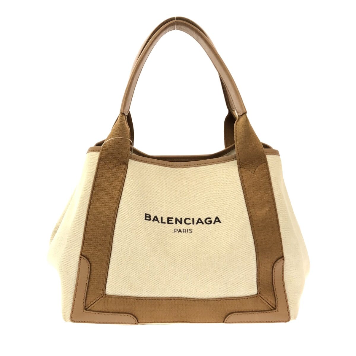 BALENCIAGA(バレンシアガ) トートバッグ ネイビーカバスS 339933 アイボリー×ブラウン キャンバス×レザー - メルカリ