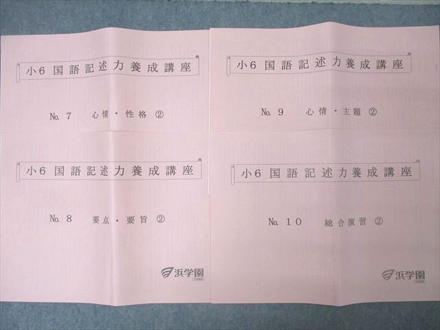 浜学園　小6 国語 記述力養成講座プリントと確認プリント 18回分フルセット 浜学園 小6 国語記述力酔うs出井講座 No.1〜No.10