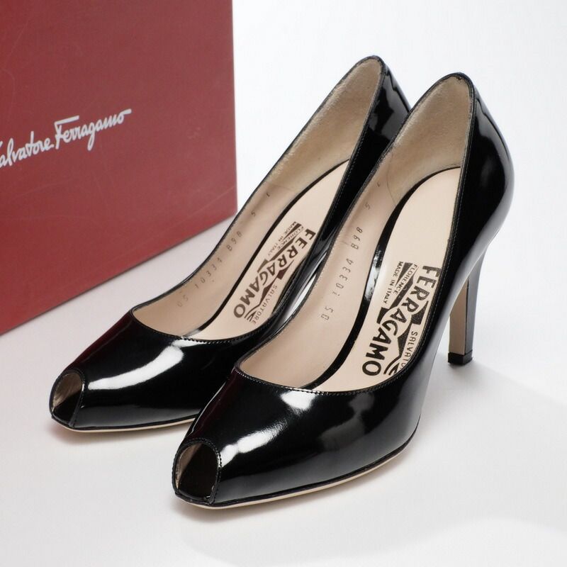 □美品□Salvatore Ferragamo サルヴァトーレ フェラガモ オープントゥ 