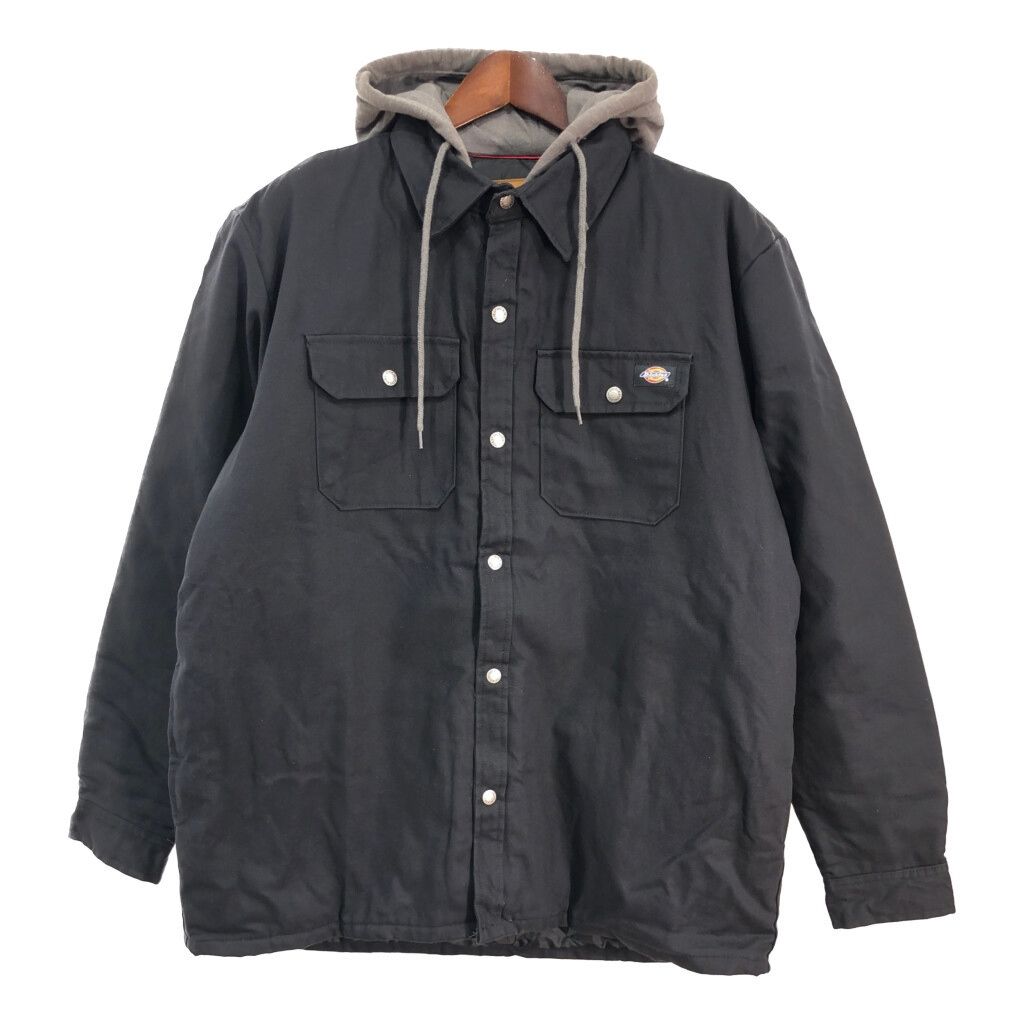 Dickies ディッキーズ フーデッド ワークジャケット ワンポイントロゴ ブラック (メンズ XL) 中古 古着 S2337