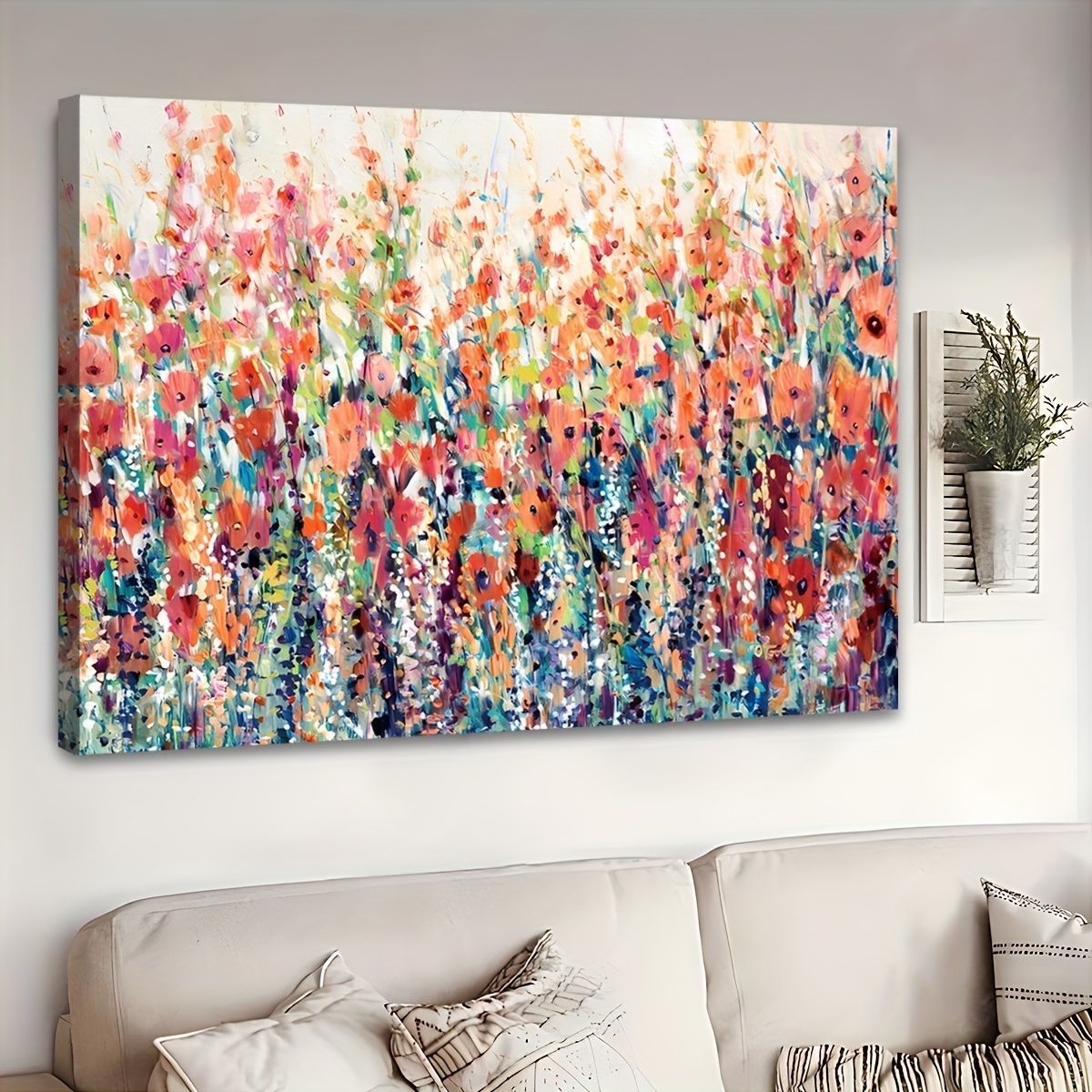ウォールアート 春の花柄キャンバスウォールア