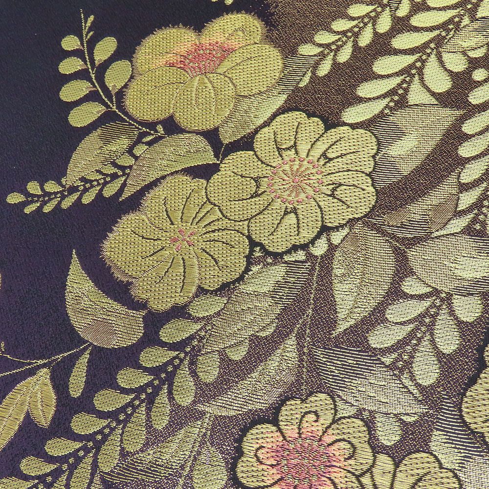 中古】 袋帯 正絹(金銀糸除く) パープル ゴールド 振袖 訪問着 和装  
