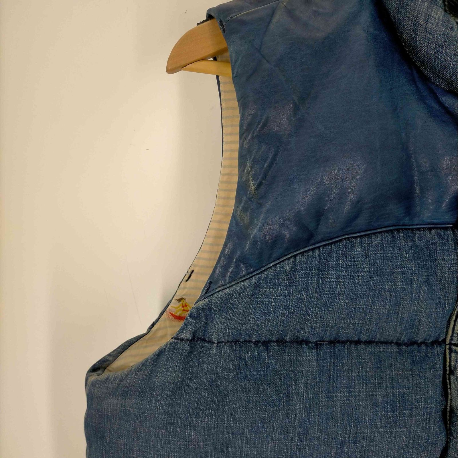 REMI RELIEF デニムダウンベスト XL メンズ レザーヨーク BEAMS PLUS（ビームス プラス）【別注】REMI RELIEF / Denim