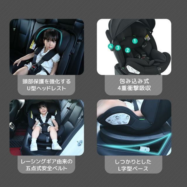 アイリスプラザ ISOFIX ジュニアシート ダークグレー 種類5