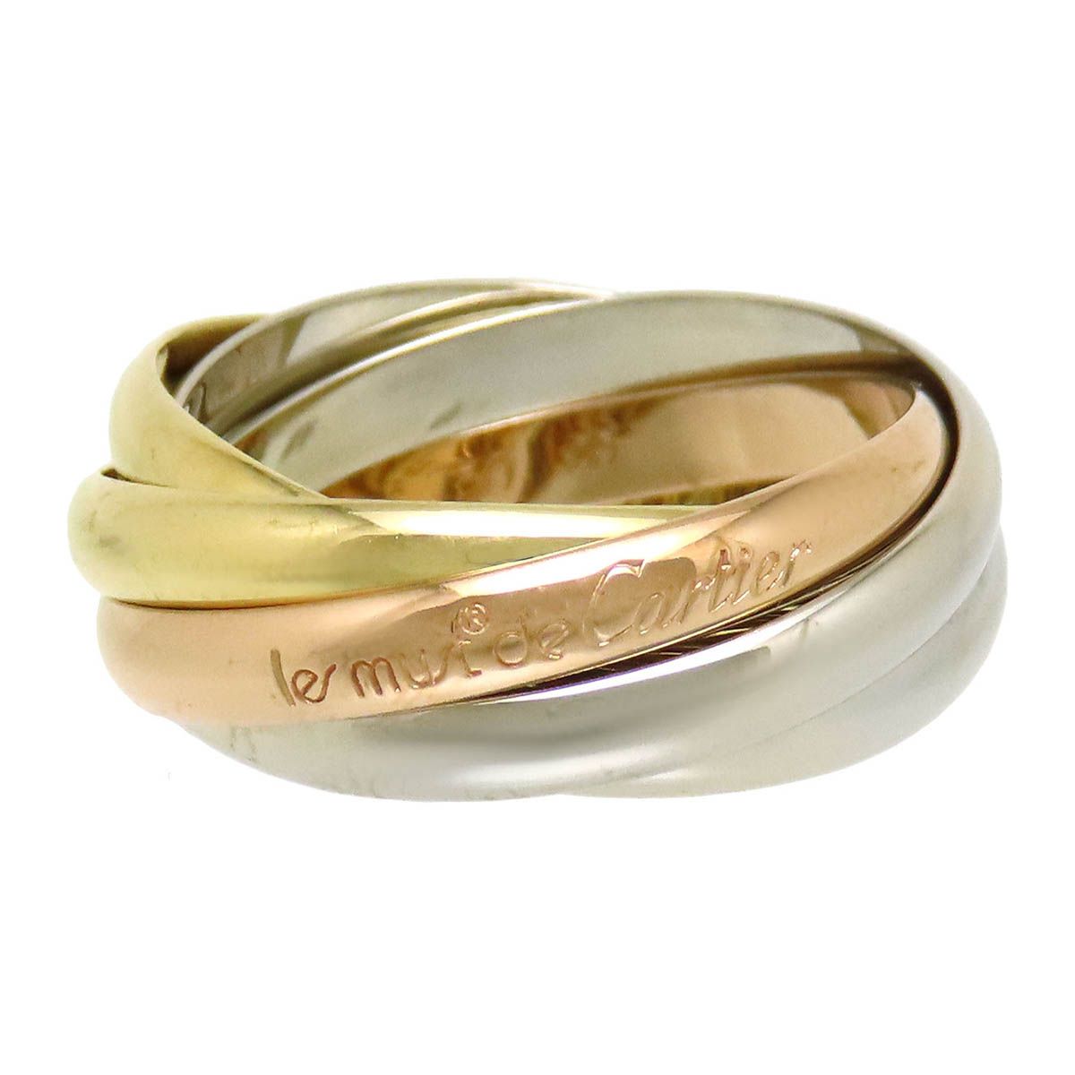 カルティエ トリニティ リング 5連 #55 750 (K18YG K18PG K18WG) ユニ  