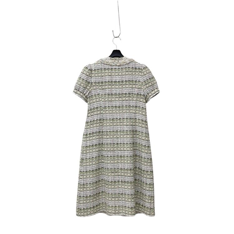 Rene ルネ マリアケント社 ツイードドレス スワロ&パール ワンピース グリーン 38 6316082