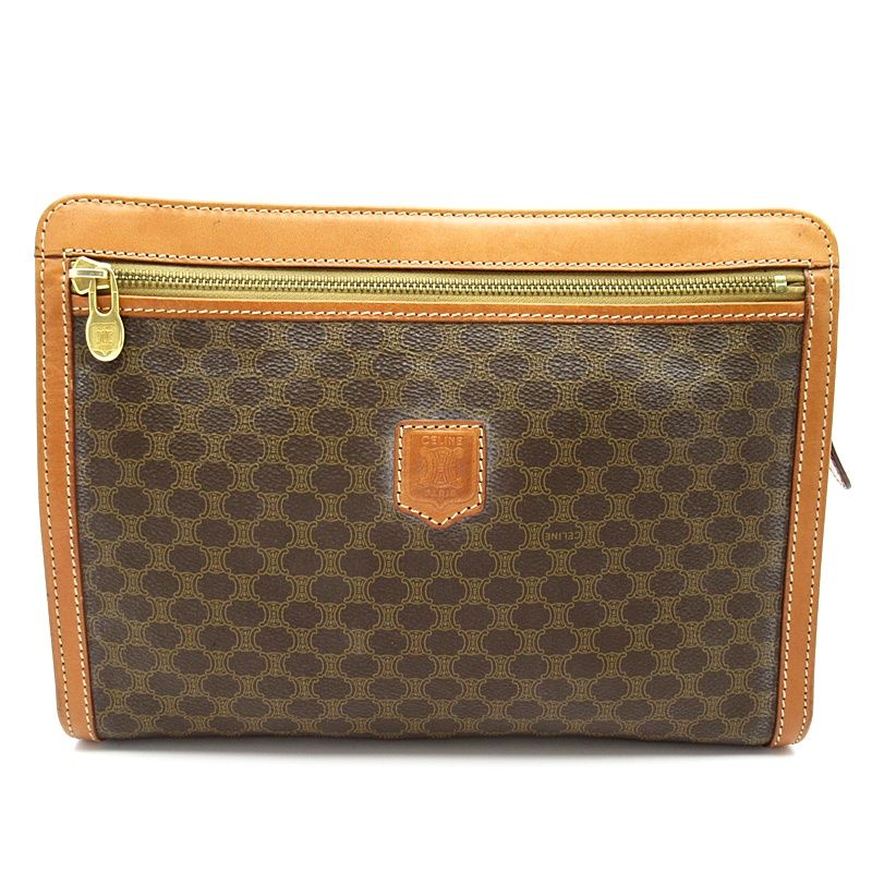 CELINE マカダム クラッチ レザーバック セリーヌ マカダム クラッチバッグ PVC/レザー レディース