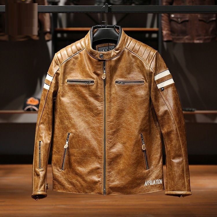 【美品】OH PLAN 牛革 シングルライダース バイク BROWN Lサイズ 革ジャン襟付きシングルライダース（牛革）｜革製品専門店レザー