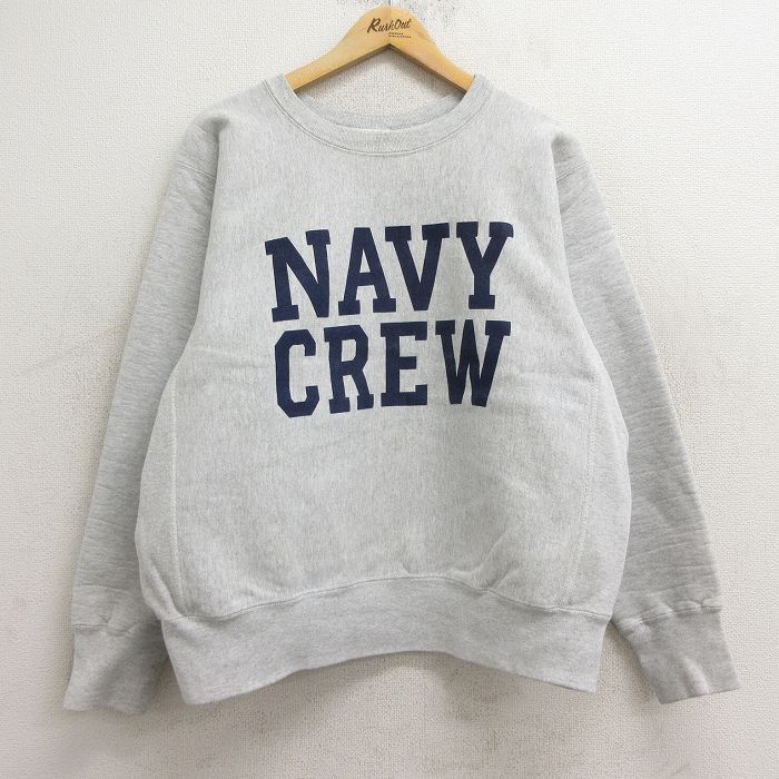 XL/古着 長袖 スウェット メンズ 90s ミリタリー NAVY CREW クルーネック 薄グレー 霜降り 24sep14 中古 スエット トレーナー トップス