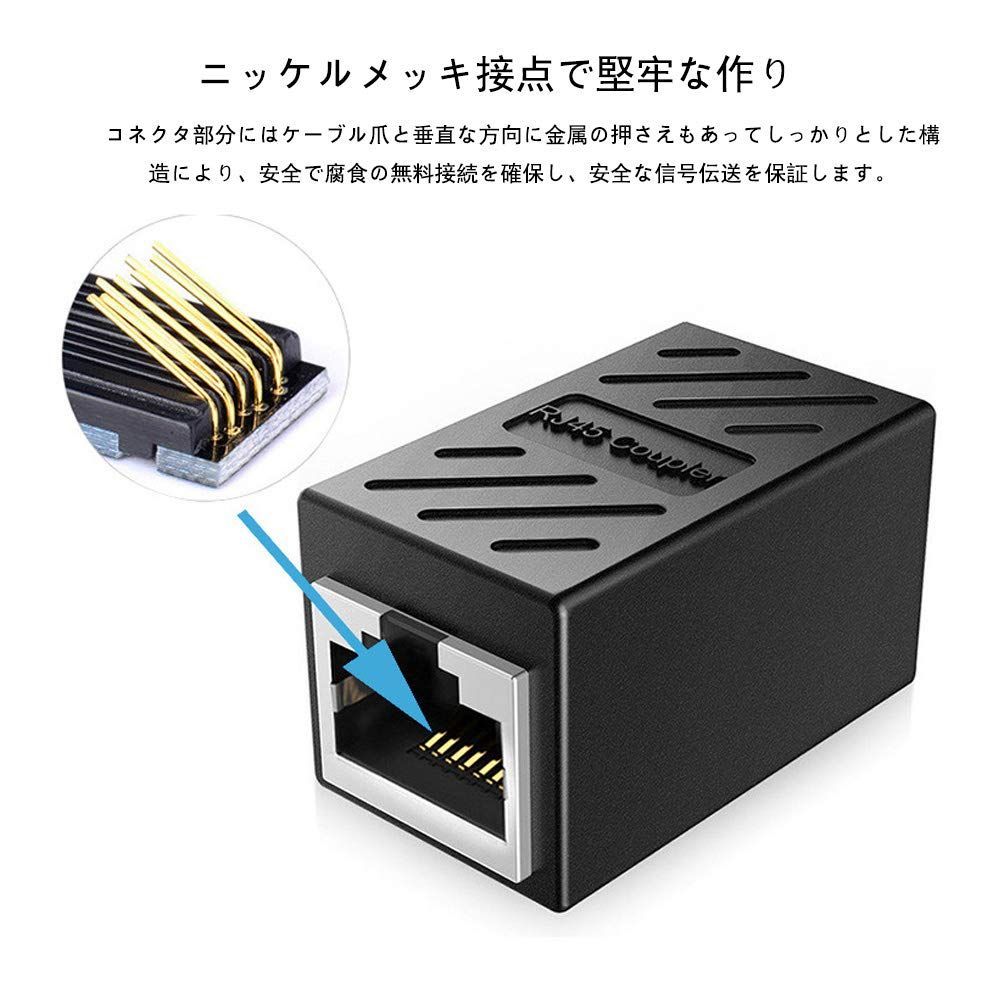 HUAKE LANケーブル用中継コネクタ コンパクト ギガビット RJ45