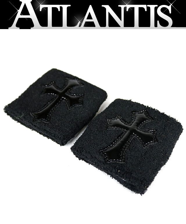 CHROME HEARTS 銀座店 クロムハーツ オンライン クロスパッチ リストバンド メンズ 2個セット 黒 100588