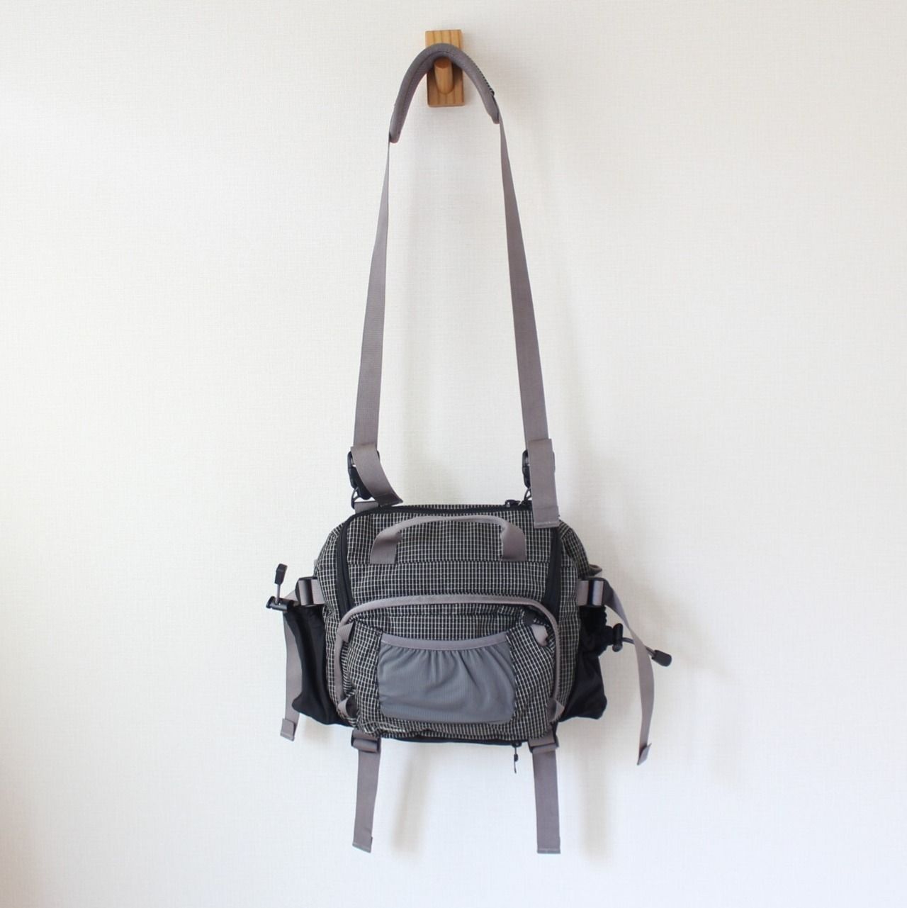L.L.Bean エルエルビーン 3WAY ウエストバッグ 黒のグリッドチェック柄 