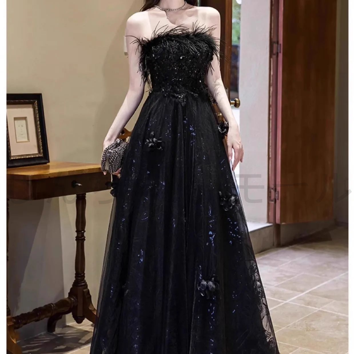 ブラックオフショルダー ロングドレス Tika キャバ ドレス ロングドレス ロング ワンピース オフ