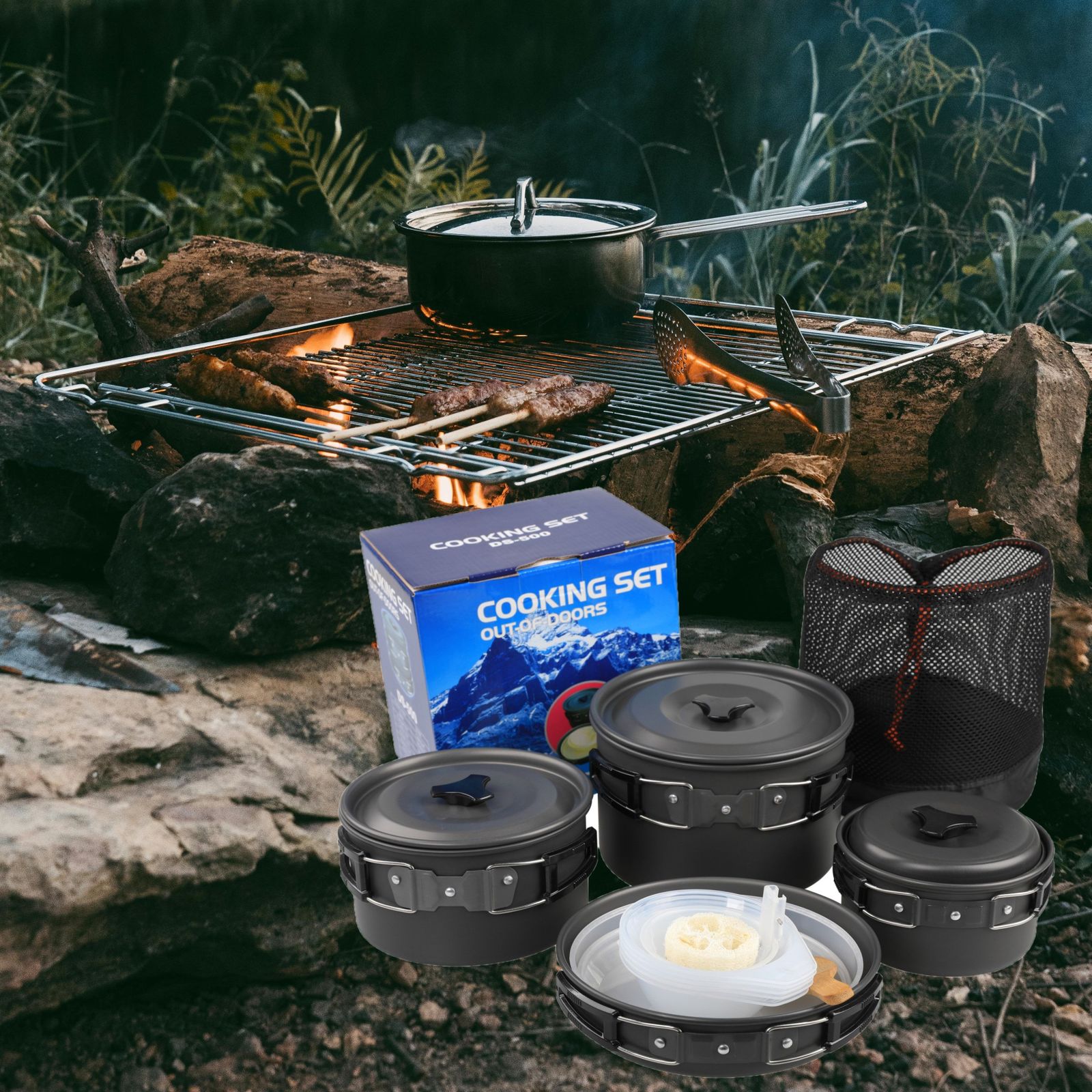 キャンプ用調理器具 | 持ち運び可能なキャンプ用調理鍋 | 耐熱