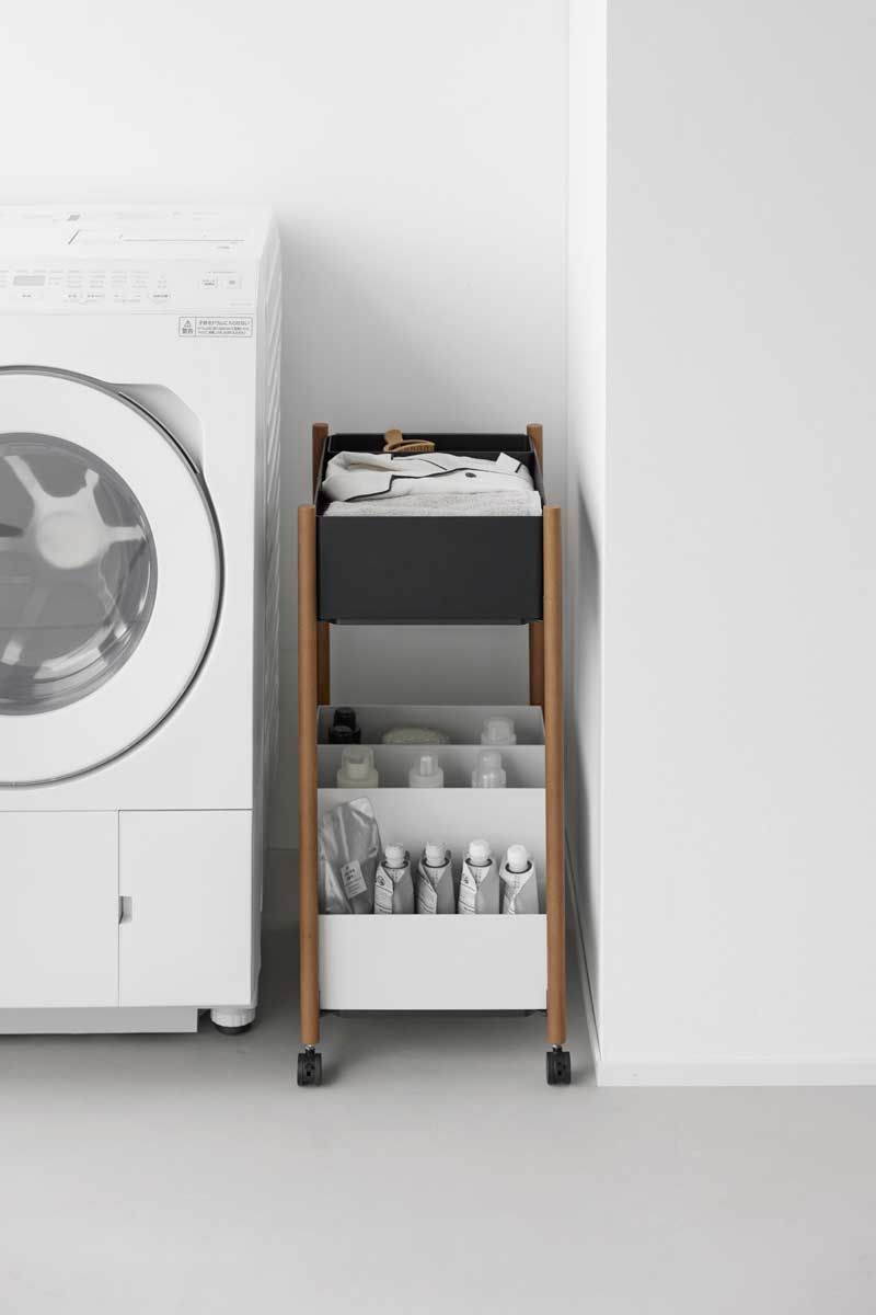 小物トレー付き下段が棚の収納ワゴン