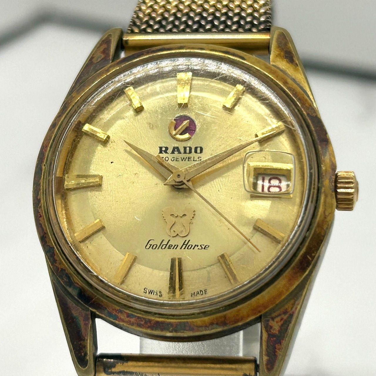 RADO ラドー ゴールデンホース 11674 ゴールド文字盤 デイト 自動巻き 稼働品】RADO ラドー ゴールデンホース 腕時計 自動巻き 30石