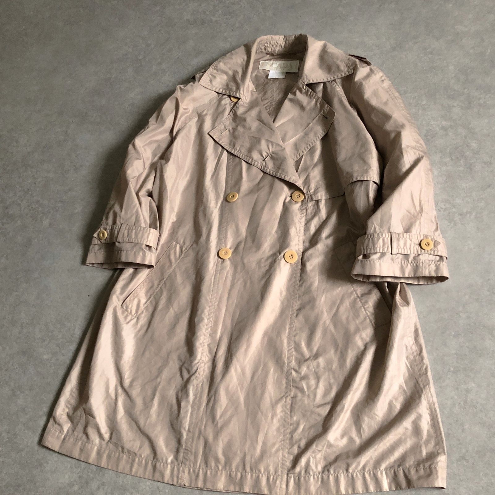 ESCADA デザイナーズ ヴィンテージ シルキー素材 上質 トレンチ コート 