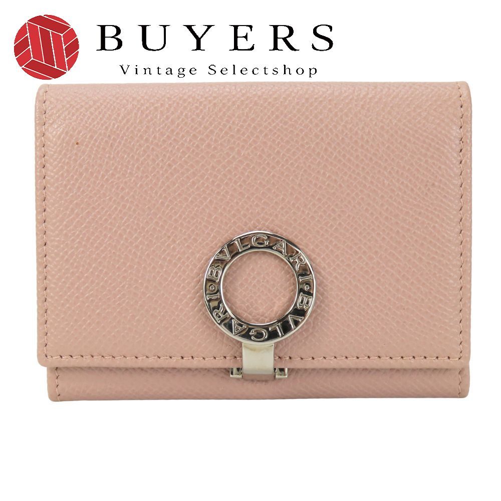 ブルガリ カードケース ブルガリブルガリ レザー ピンクベージュ シルバー金具 クリップ式 小物 レディース 女性 BVLGARI