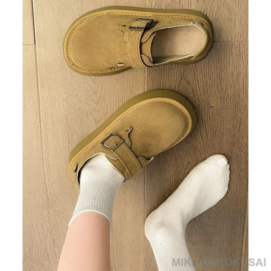 厚底スエード調パンプス