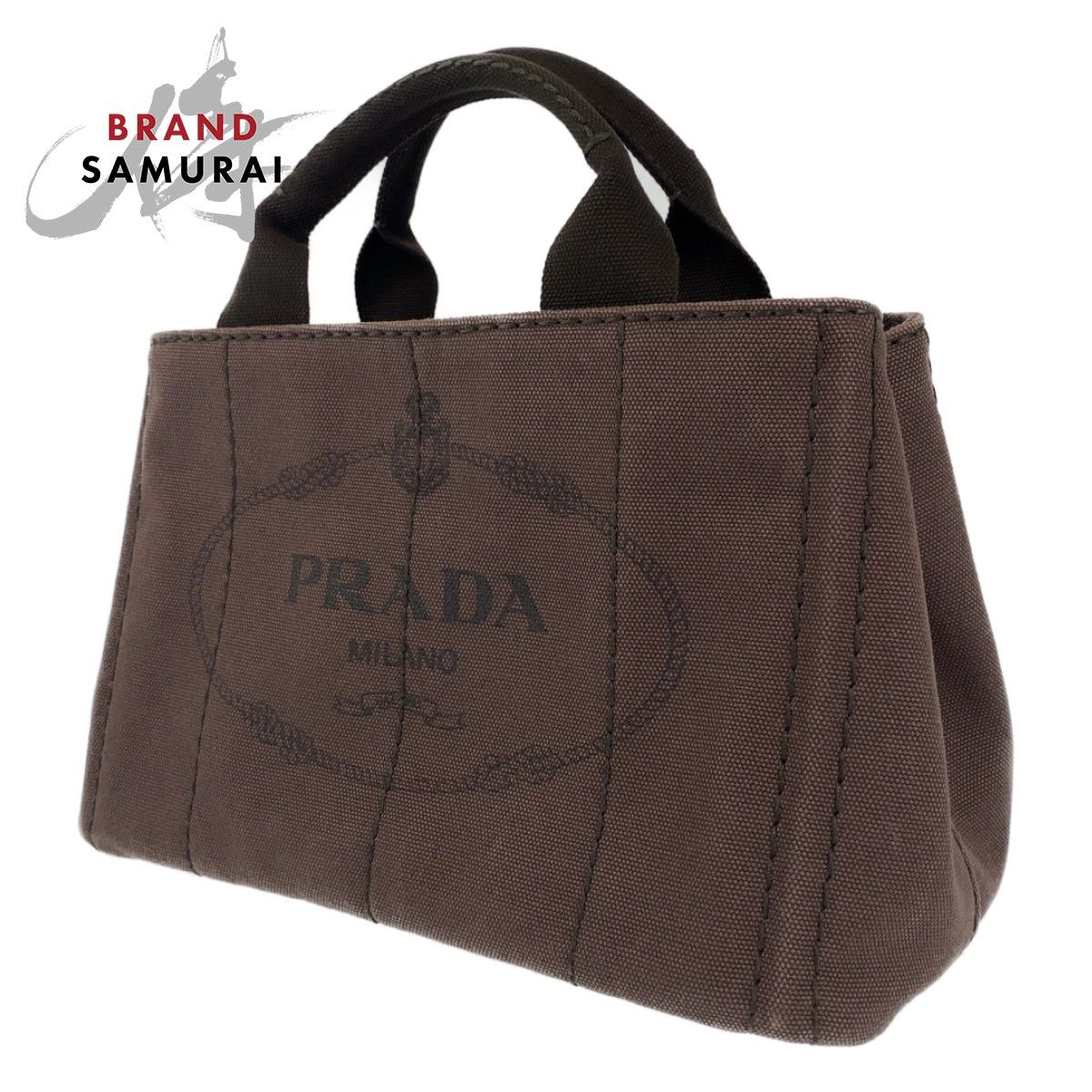 PRADA プラダ カナパ 三角ロゴプレート ブラウン 茶色 キャンバス 