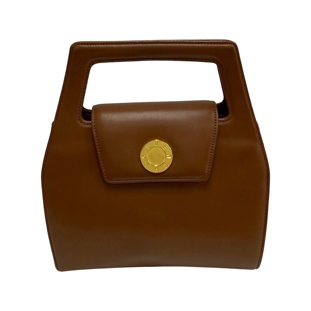 極 美品 ジバンシィ ロゴ 金具 レザー ミニ トートバッグ ハンドバッグ 茶