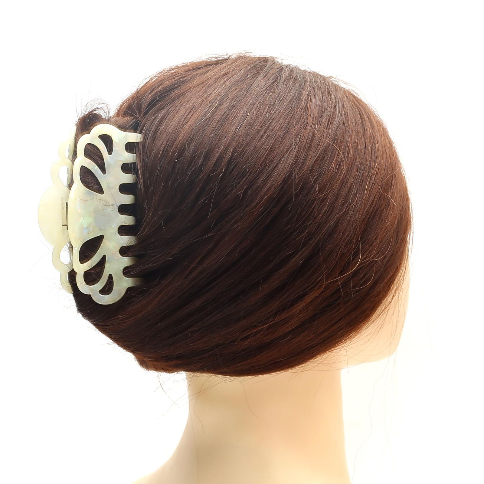 レディース ヘア 韓国 しっかりとまる バンスクリップ 1本 白 クリップ 10 cm Gem 髪留め ヘアクリップ White 大きめ QinGoo