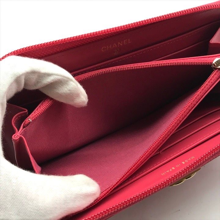 良品 CHANEL シャネル ボーイシャネル ラムスキン 長財布 ウォレット ラウンドファスナー ピンク レディース k3230 良品 CHANEL シャネル ボーイシャネル ラムスキン 長財布 ウォレット