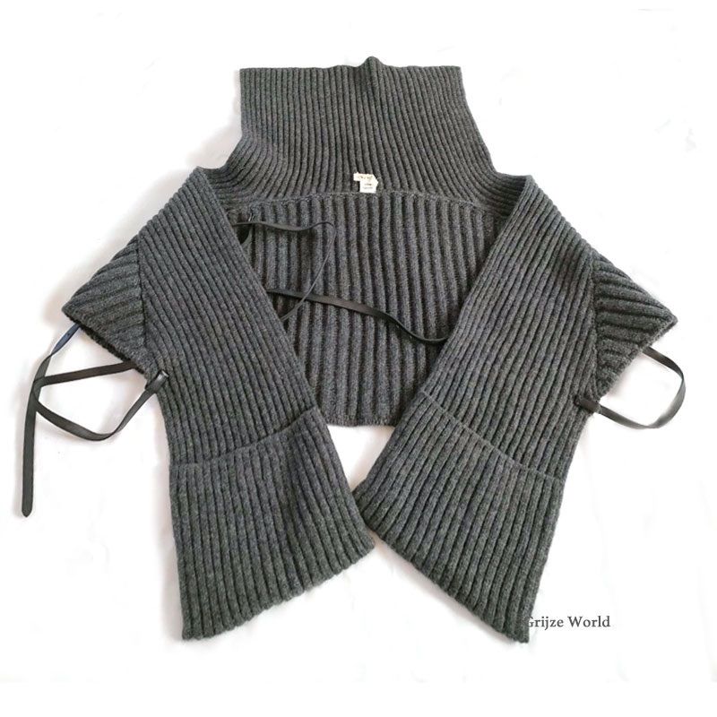 HERMES カシミヤ100％ レザーベルト ニットボレロ ケープ ポンチョ HERMES カシミヤ100％ レザーベルト ニットボレロ FR42 ランクA