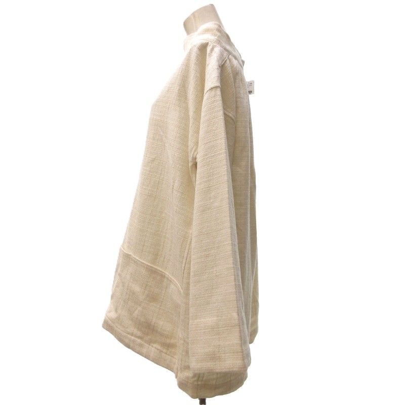 未使用品 ライト WRYHT タグ付き 23AW FISHERMAN SMOCK シャツ ブラウス 長袖 ツーウェイ ドロップショルダー オフホワイト 2 約M ライト WRYHT タグ付き 23AW FISHERMAN SMOCK シャツ ブラウス