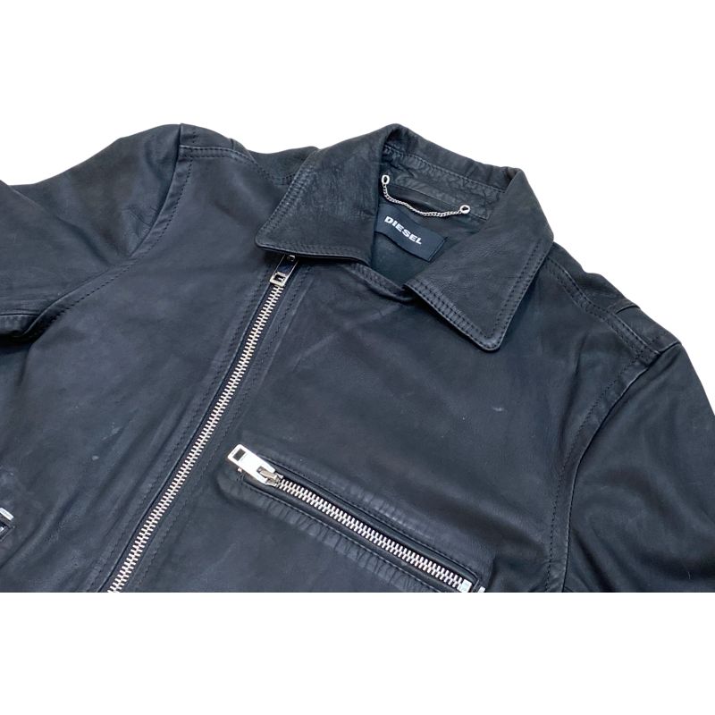 国内正規品】DIESEL メンズ 牛革 レザージャケット ブラック Mサイズ 