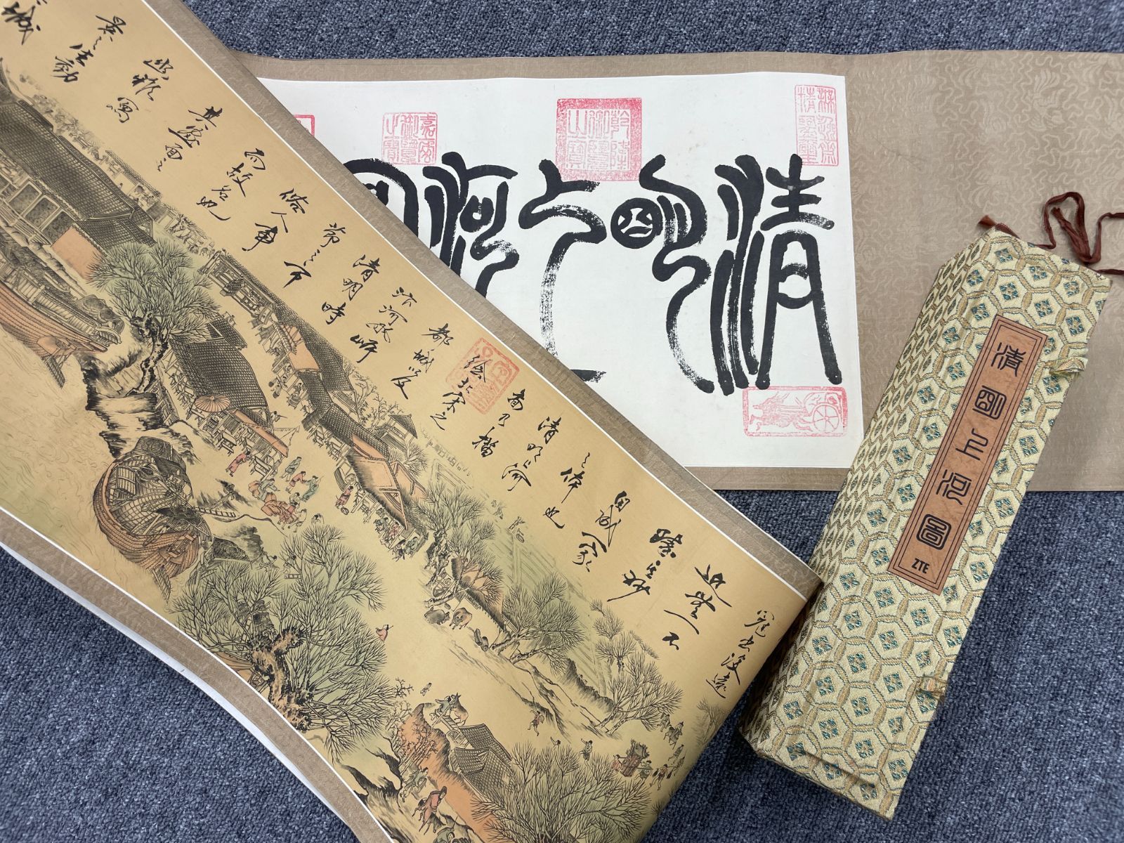 【格安豊富な】中国美術 収蔵品 美品 骨董品 乾隆 清明上河図 磁器の皿 置物0 置物