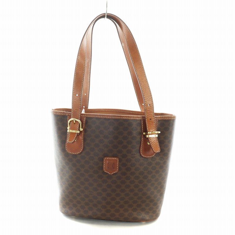 セリーヌ CELINE ヴィンテージ セリーヌ トートバッグ ハンド バケツ型 マカダム ブラゾン ロゴ トリオンフ 茶 ブラウン