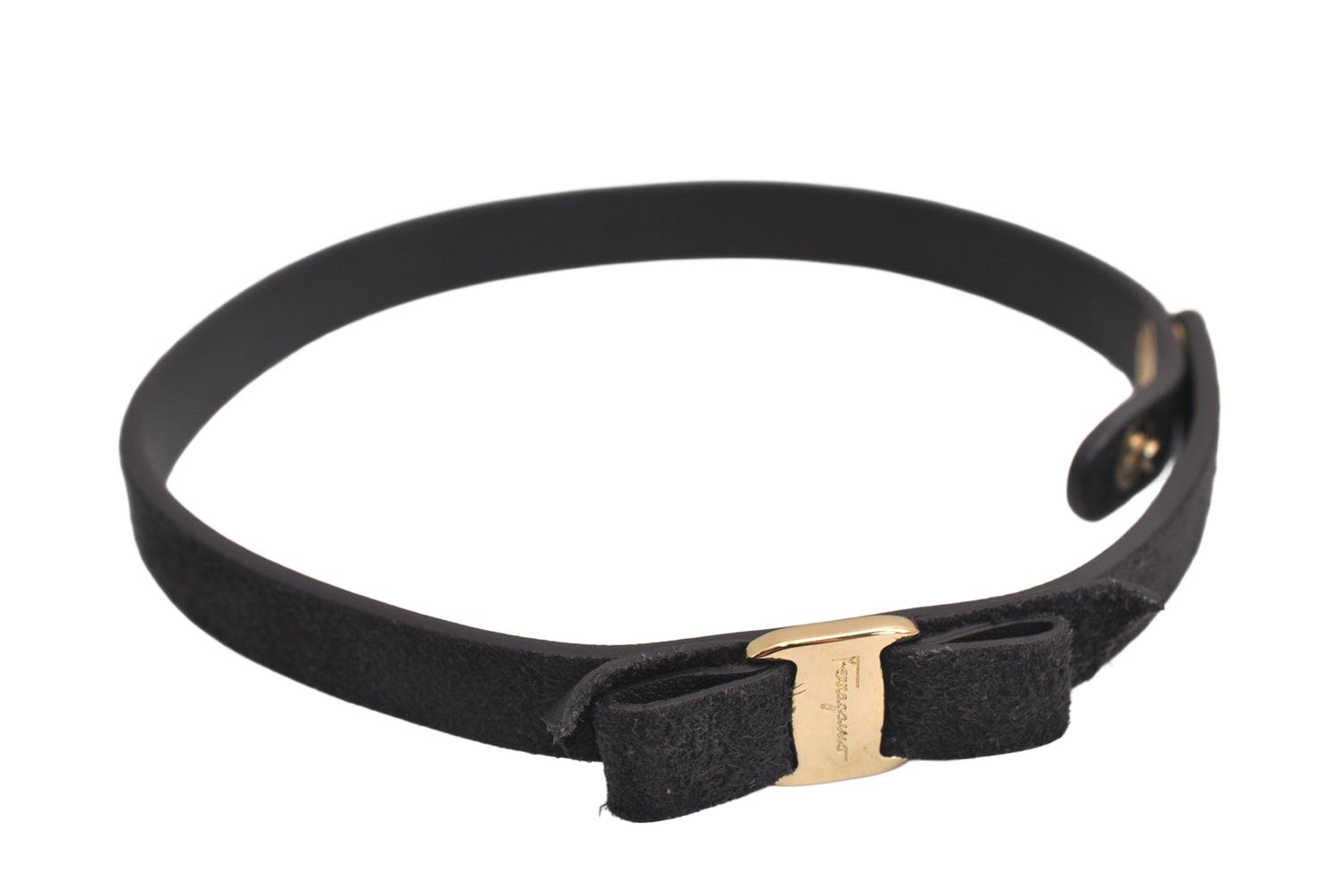 Salvatore Ferragamo フェラガモ ヴァラ リボン スエード レザー ブレスレット ネイビーブルー 7273M