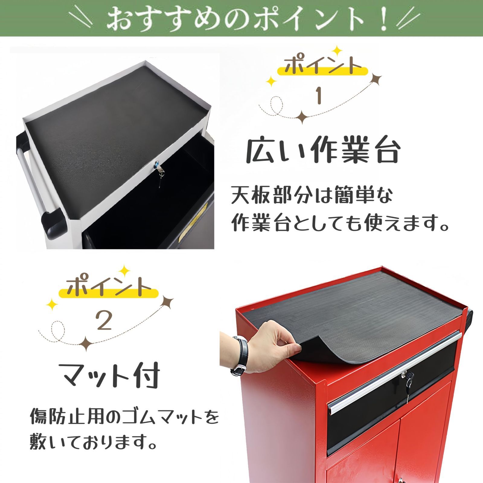 MIMIER 快 ツールキャビネット 大型 キャスター付 3段 メッシュ