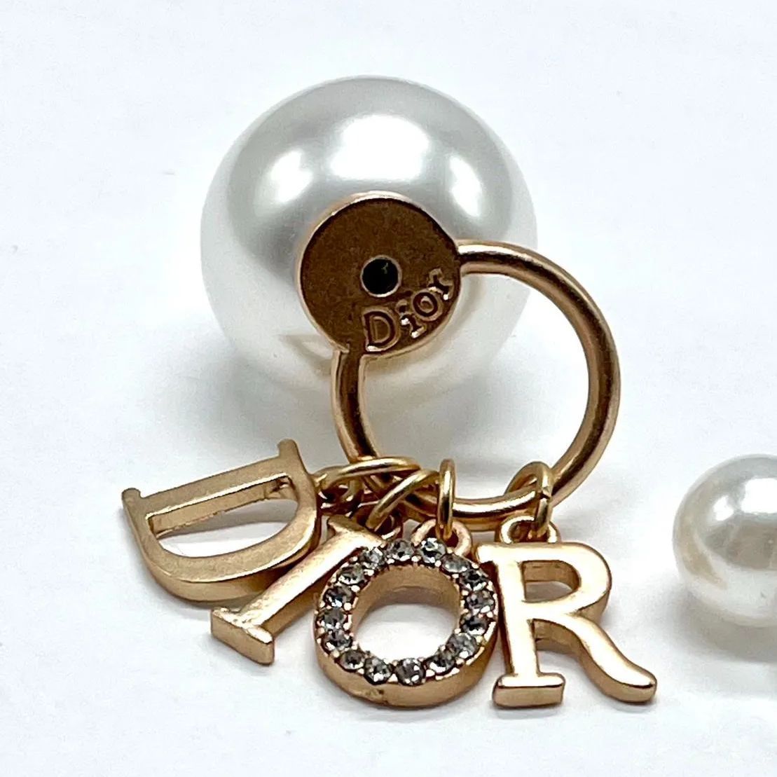 Dior Tribalesピアス GP×ラインストーン×フェイクパール ゴールド