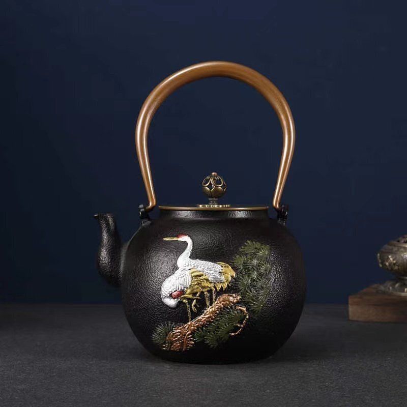 品質保証☆鉄瓶 南部鉄器 砂鉄製 手作り コーティングなし老鉄瓶1300ML